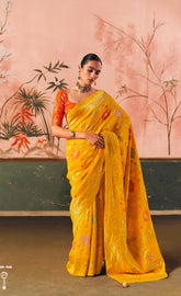 Kimora Sindhuri Premium Bindiya Bandhani Georgette Saree with Blouse SA-488